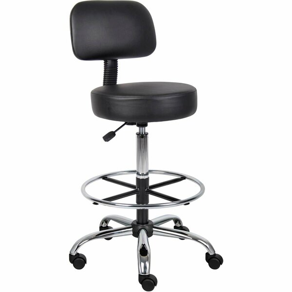 Interion By Global Industrial Interion Vinyl Medical Stool with Backrest and Footring, Black B522158A